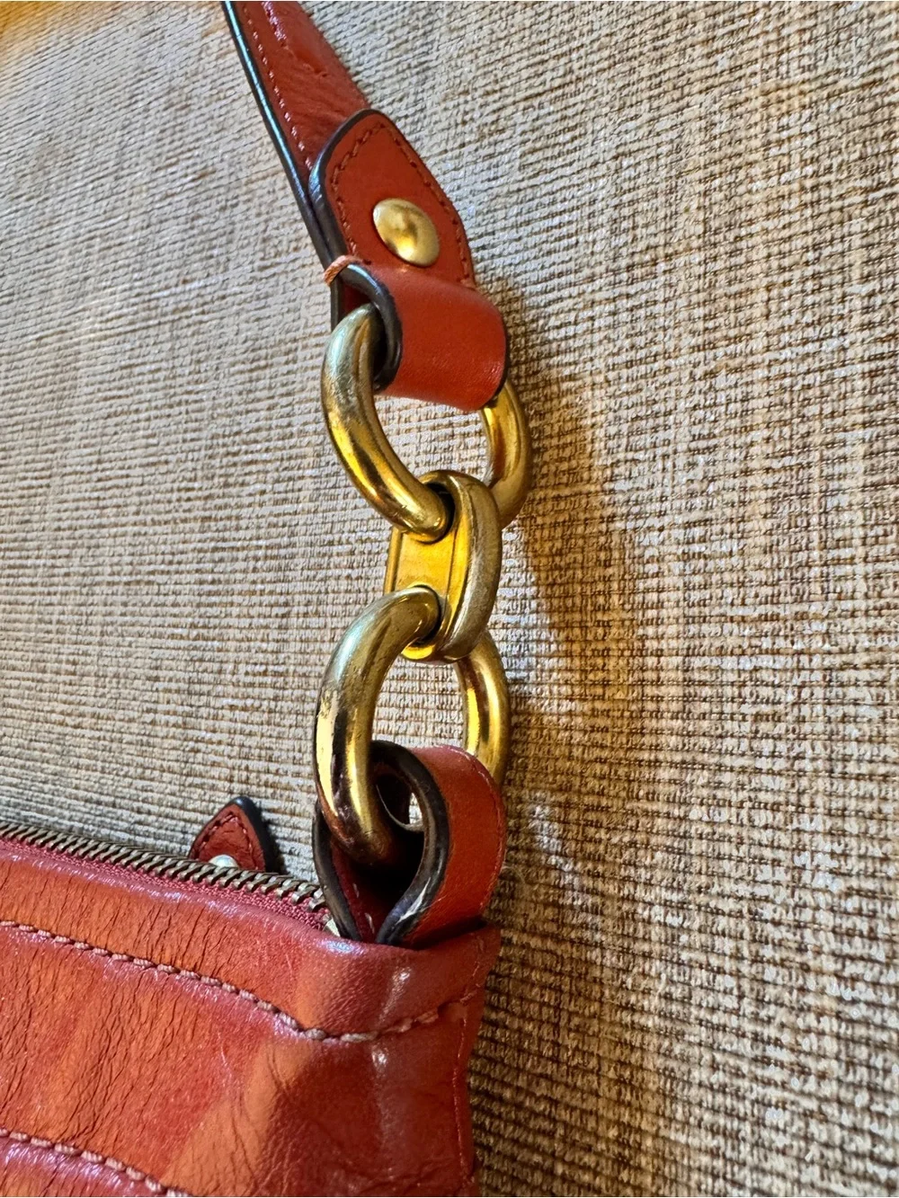 Coach Y2K Orange Leather Shoulder Bag